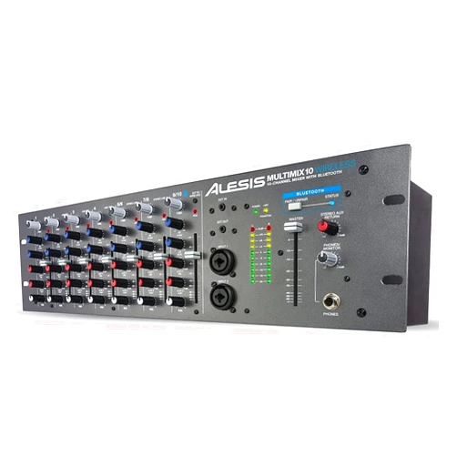 Alesis MultiMix 10 Wireless - 10-Channel Rackmount Audio Mixer With Bluetooth, 4 Jack / XLR High-Headroom Inputs, 2 Band EQ per Channel & Aux Sends