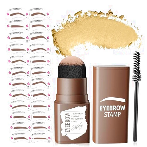 OETUIOW Eyebrow Stamp Stencil Kit - Eye Brow Stencil Kits with Eyebrow Blush, Long-lasting Waterproof & Smudge-Proof Eyebrow Shaping Kit with 24 Reusable Eyebrow Stencils for Perfect Brow (Blonde)