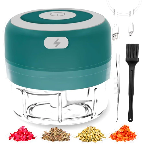 Beerfingo Electric Herb Grinder - 3.5 Inch Large Grinders for Grinding Dry Fresh Herbs and Spice, USB Rechargeable Grinder with Transparent Chamber, High-efficiency, Portable and Waterproof
