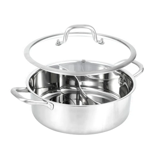MyLifeUNIT Shabu Shabu Pot, 4.5 Qt 304 Stainless Steel Hot Pot with Divider, 11.8 Inches Soup Cookware for Induction Cooktop, Gas Stove