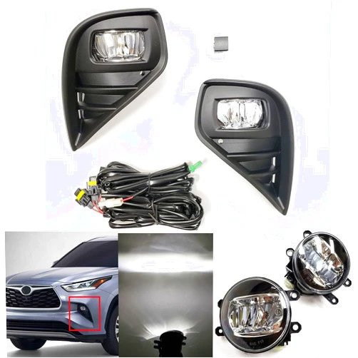 Mechanic Force LED Front Bumper Fog Driving Light Kit Compatible For 2020-2021 Toyota Highlander Wire Bezel Switch Relay Replacement