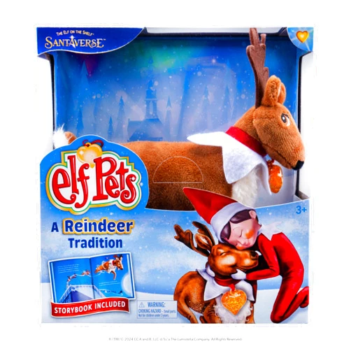 The Elf on the Shelf Elf Pets: A Reindeer Tradition - Includes Beautifully Illustrated Hardbound Storybook, Huggable Elf Pet Reindeer Stuffed Animal with Golden Heart Charm and Official Adoption Certificate