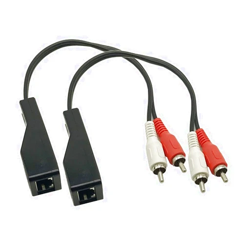 Seadream 2Pack 30cm RCA Male Red White Analog Stereo Audio to RJ45 Female Balun Extender Over Cat5/6/7 Ethernet Cable Up to 1000ft