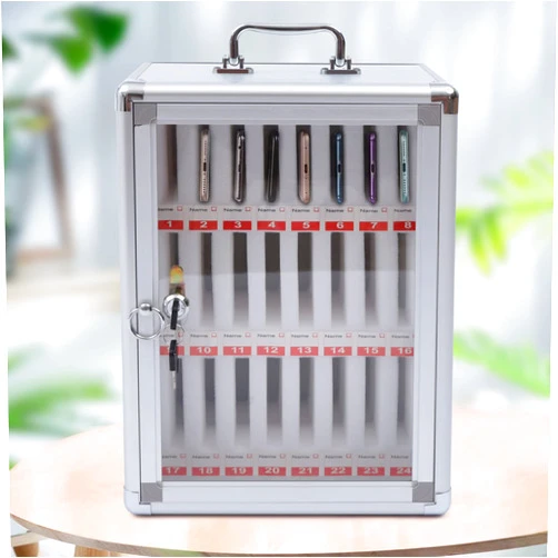 AKaSping Cell Phones Storage Cabinet 24-Slots Aluminum Alloy Cell Phone Holder Wall-Mounted Pocket Chart Storage Locker Box with Handle and Security Lock for Classroom Office