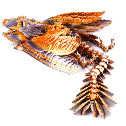 Guwewu Feathered Wyvern Dragon, 3D Printed Dragon, Articulated Dragon, Fidget Dragon, 3D Printed Toys, Desktop Pet (Stormcrest)