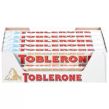 Toblerone (TOBAD) Toblerone Swiss White Chocolate Bars With Honey & Almond Nougat, 20 - 3.52 Oz Bars,, 20Count
