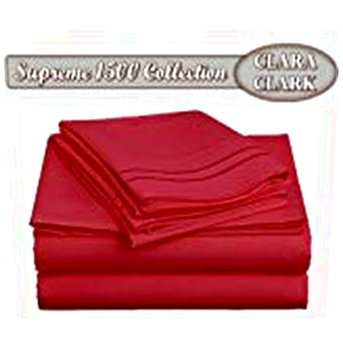 Clara Clark ® Supreme 1500 Collection 4pc Bed Sheet Set - Queen Size, Maroon, (Wine)