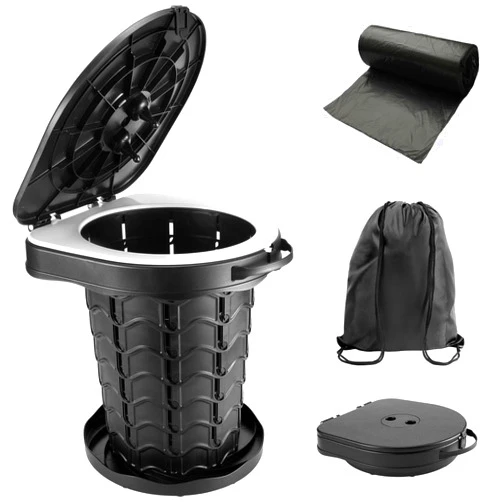 Imodomio Retractable Portable Toilet Camping Toilet - Adjustable Height Camp Toilet Portable Potty for Camping, Car, Travel, Boat, Beach, Tent and Emergency Use