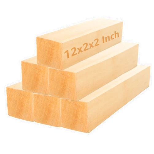 CertBuy 6 Pack Basswood Carving Blocks, 12x2x2 Inch Unfinished Basswood Carving Blocks Kit, Unfinished Basswood Carving Whittling Blocks, Basswood Whittling Soft Wood Carving Block for Wood Carving Beginner
