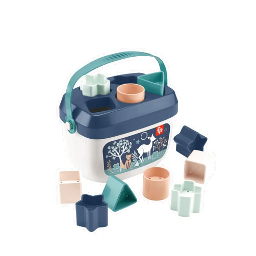 Fisher-Price Stacking Toy Baby’s First Blocks Set of 10 Shapes for Sorting Play for Infants Ages 6+ Months, Navy Fawn​