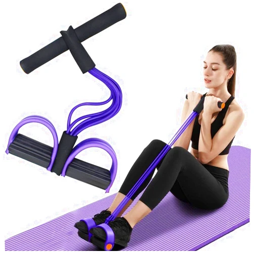 Generic Multifunction Tension Rope, 6-Tube Elastic Yoga Pedal Puller Resistance Band, Natural Latex Tension Rope Fitness Equipment, for Abdomen/Waist/Arm/Leg Stretching Slimming Training
