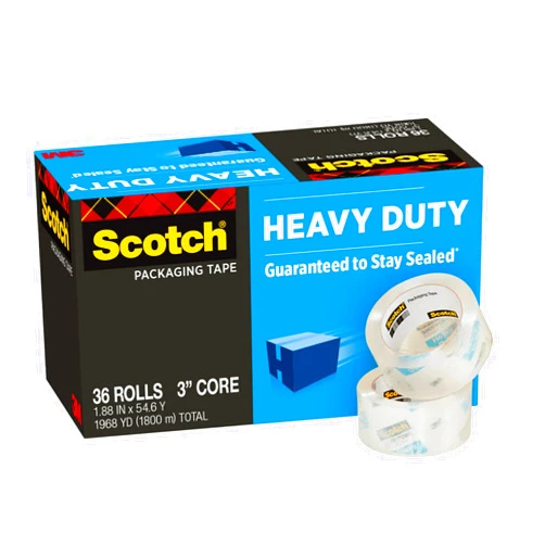 Scotch Heavy Duty Shipping Packing Tape, Clear, Shipping and Packaging Supplies, 1.88 in. x 54.6 yd., 36 Refill Tape Rolls