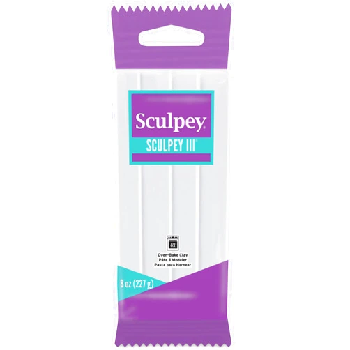 Sculpey III Polymer Oven-Bake Clay, White, Non Toxic, 8 oz. bar, great for modeling, sculpting, holiday, DIY, mixed media and school projects. Great for kids and beginners!