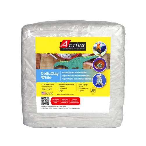 ACTIVA Celluclay Instant Papier Easy-to-Use, Mess-Free Sculpting Material for Art and Craft-2 lbs. -White Paper Mache Mix, 2 pound