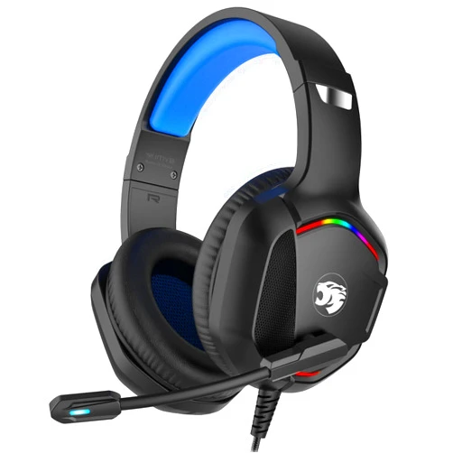 IMYB Gaming Headset with Microphone for Pc, Xbox One Series X/s, Ps4, Ps5, Switch, Stereo Wired Noise Cancelling Over-Ear Headphones with Mic, RGB, for Computer, Laptop, Mac, Nintendo (Blue)