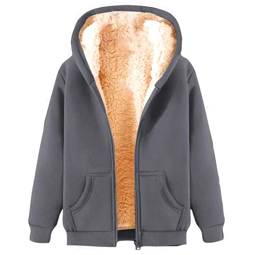 Yaoeye Women's Fleece Hoodie Jacket Cozy Sherpa Lined Zip Up Warm Hoodie Sweatshirt Winter Fluffy Sweater Hooded Coat