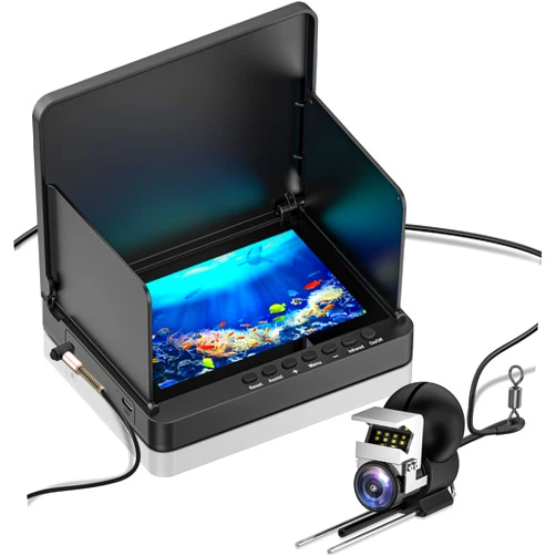 ZXBVSU Underwater Fishing Camera, Fishing Camera with Infrared Night Vision Light, Portable Fish Finder with 100ft Cable, 5 Inch LCD and Upgraded HD Lens for Ice Lake Boat Kayak Fishing