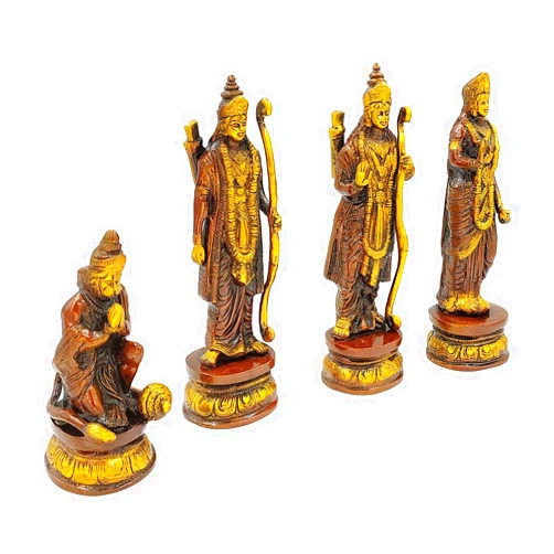 Amilav Collections AmiLuv_Collections Brass Ram Darbar Murti for Home Bhagwan Ram Darbar with Sita Laxman Hanuman Idol Statue Large Size Gold Color Murti for Home Decor Mandir Temple Height 9 Inches, BKAPNP475