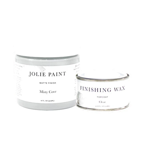 Jolie Paint and Finishing Wax Bundle - Misty Cove pint and Clear Finishing Wax 120mL - perfect for painting small pieces of furniture
