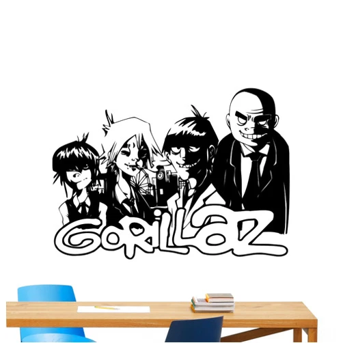 CarolGreyDecals Gorillaz Decal Alternative Music Band Wall Vinyl Sticker Music Studio Decal Rock Wall Art Design Housewares Teens Room Nursery Bedroom Decor Removable Wall Mural 3sss