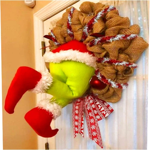 CMYCYDDPLY Christmas Garland, Christmas Thief Stole Wreath, Christmas Decor, Christmas Burlap Wreath, for Living Room, Wall Window(35x40cm)