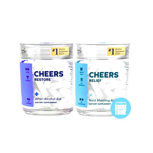 Cheers R&R Combo | Restore + Relief | Feel Better After Drinking & Support Your Liver | DHM, L-Cysteine, Milk Thistle, Ginger, White Willow Bark, Caffeine, L-Theanine | 12 Doses Each | Supplements