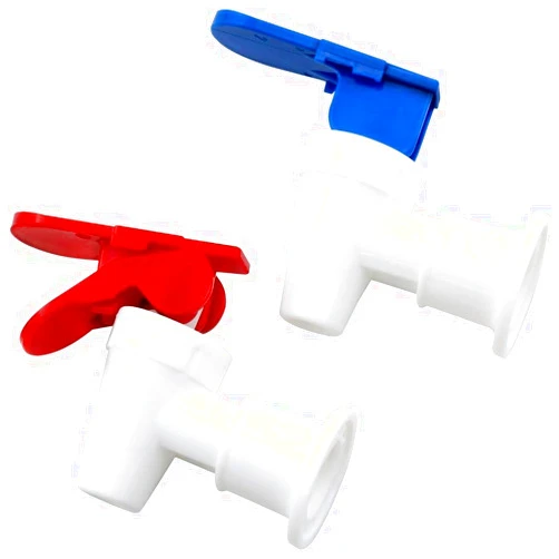 Lgsixe Water Dispenser Faucet Replacement, 2PCS Hot Cold Water Cooler Tap with Child Safety Lock,Food Grade PP Leak Proof Spigot for Water Dispensers (Red+Blue)