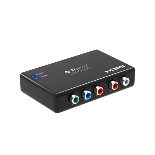Portta Component to HDMI Converter, Portta YPbPr Component RGB + R/L Audio to HDMI Converter v1.3 Support 1080P 24bit 2 Channel Audio LPCM for HDTV PS3 PS4 HDVD Player Wii Xbox and More Component to HDMI Converter Component to HDMI Converter