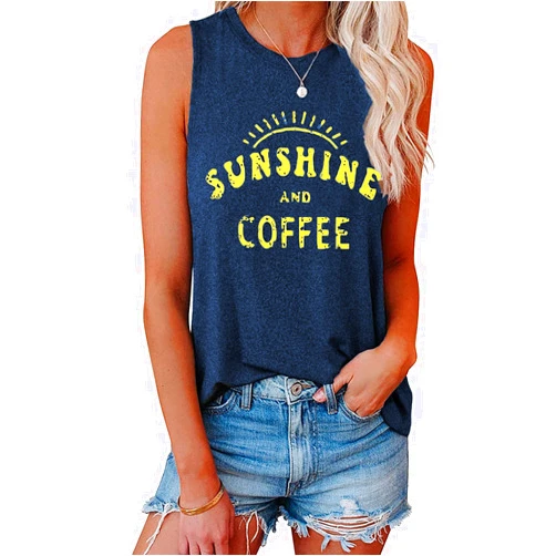 Hount Womens Casual Loose Graphic Comfy Tank Tops Summer Basic T-Shirts Sleeveless Shirts Tunic Tops