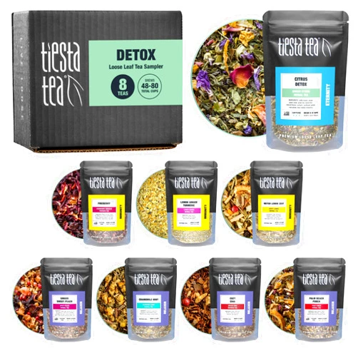 Tiesta Tea - Revitalizing Tea Loose Leaf Sampler Dry Flight Set - High to No Caffeine Tea - Makes Hot & Iced Tea - Assorted Tea Sets with Herbal, Chai, Fruit Teas & More - 8 Resealable Sample Pouches