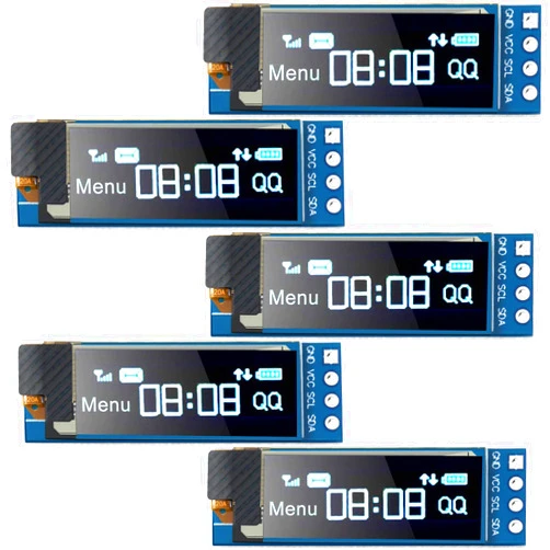 Frienda 5 Pieces I2C Display Module 0.91 Inch I2C OLED Display Module I2C OLED Screen Driver DC 3.3V to 5V (Blue Display Color)