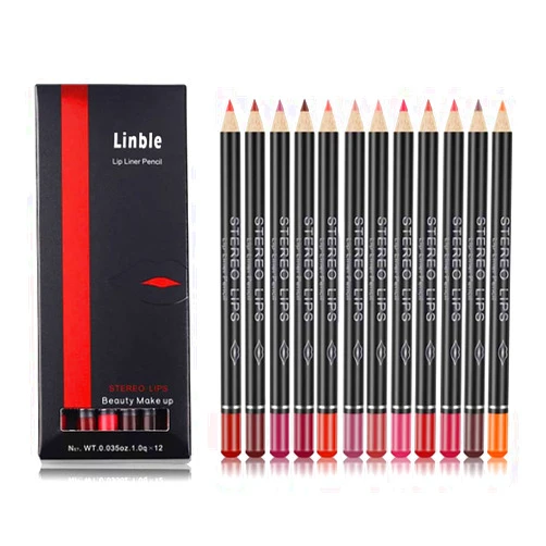 Linble Matte Lip Liner Pencil Set - 12 Assorted Colors Natural Lip Makeup Soft Pencils Waterproof and Long Lasting Velvet Lip Liners (red, pink, rose, plum, peach, cherry, dark brown etc)