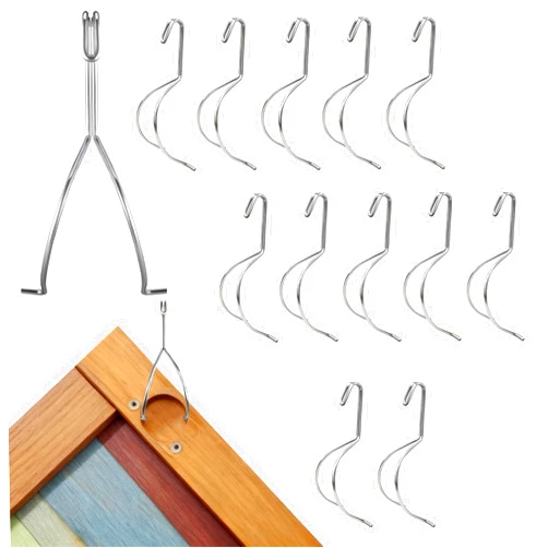 Oyhqes 12-Pack Cabinet Door Hangers Metal Hooks for Painting, No-Drill Drying Rack Clips for Cabinet Doors, 5.12 x 2.36 x 1.57 Inch, Spray Drying Brackets for Woodworking & DIY Projects