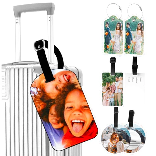 Xrlsg Personalized Luggage Tags, Custom Luggage Tags for Suitcases, Upload Your Photo/Text, Backpack Bag Labels Tags for Travel Gifts-PU Material-1PCS
