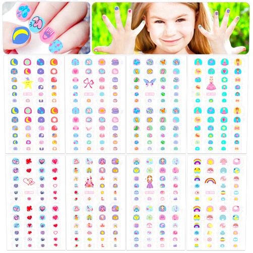 HOWAF 360+Designs Cute 3D Nail Art Stickers Decals Self-Adhesive Nail Toe Manicure Tip Decorations for Kids Girls DIY Nail Makeup Decoration, Flower Butterfly Heart Star Rainbow