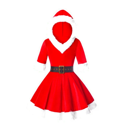 Viyorshop Girls Christmas Santa Costume Girls Mrs Claus Costume Dress Outfit for Kids Xmas Cosplay Party