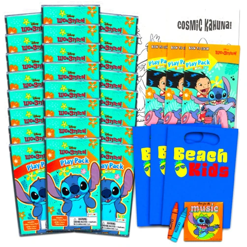 Bendon Disney Lilo and Stitch Mini Party Favors Set for Kids - Bundle with 24 Mini Stitch Grab n Go Play Packs with Coloring Pages, Stickers and More (Lilo and Stitch Birthday Party Supplies)