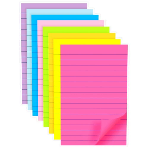 YEECOK (8 Pack) Lined Sticky Notes, 8 Colors Self Pad Its 4X6 in, Bright Post Stickies Colorful Big Square Sticky Notes for Office, Home, School, Meeting,40 Sheets/pad