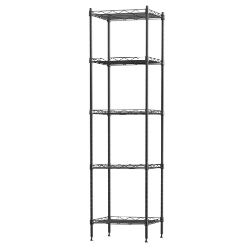 FIOCNOLE 5 Tier Standing Metal Wire Shelving Unit, Adjustable Height, Storage Shelf Units for Laundry Bathroom Kitchen Pantry Closet (11.8