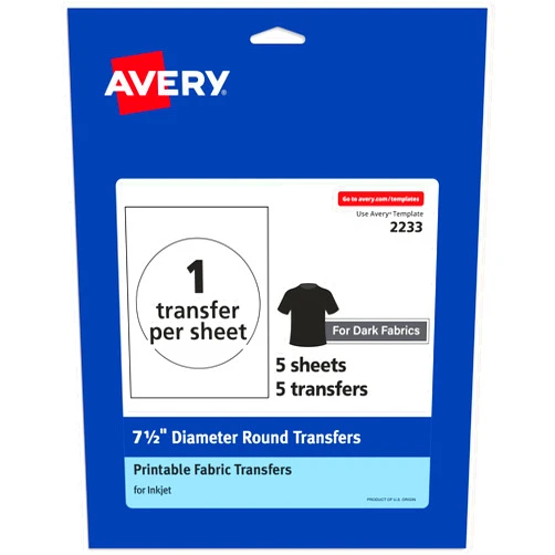 Avery Dark Transfer Paper for T-Shirts, 7.5