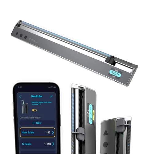 HOZO NeoRuler Digital Scale Ruler, 12 inch Smart Scale Ruler with Infinite Customized Scales and ±0.004 inch Accuracy, 93 Built-in US Imperial, Metric Scales, Architectural and Engineering Scale Ruler