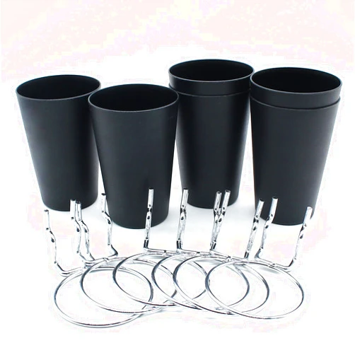 Moicstiy 6 Set Pegboard Bins with Rings, Ring Style Pegboard Hooks with Pegboard Cups Pegboard Cup Holder Organizer for Art, Craft Storage (Black)