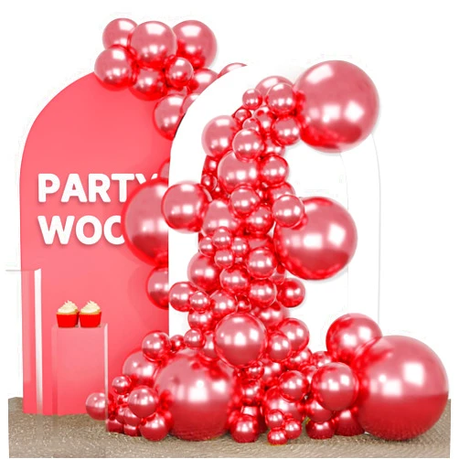 PartyWoo Metallic Dark Pink Balloons, 142 pcs Pink Metallic Balloons Different Sizes Pack of 18 Inch 12 Inch 10 Inch 5 Inch Metallic Pink Balloons for Balloon Garland as Party Decorations, Pink-G104