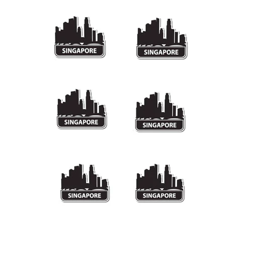 Foomy Stickers Pack of 6-2'' Stickers - Singapore Travel Visit Suitcase Vinyl Sticker - Sticker Graphic Decal