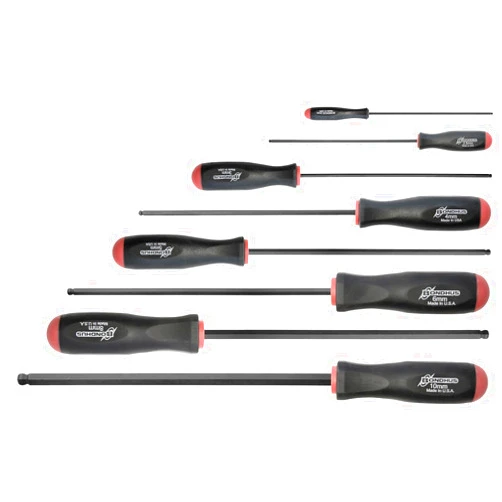 Bondhus 10733 Set of 8 Balldriver Screwdrivers, ProGuard Finish, Long Length, sizes 2-10mm
