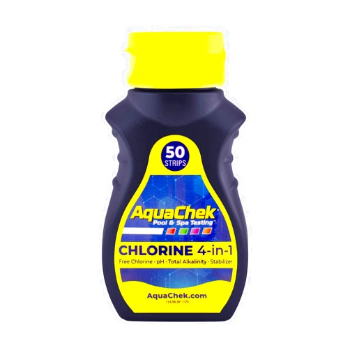 AquaChek Yellow 4-Way Pool and Spa Test Strips - 50 Yellow Test Strips - Swimming Pool Test Strips For pH, Free Chlorine, Total Alkalinity, and Cyanuric Acid - Quick and Accurate Results - Testing Kit