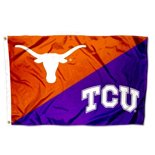 College Flags & Banners Co. Longhorns vs. Horned Frogs House Divided 3x5 Flag