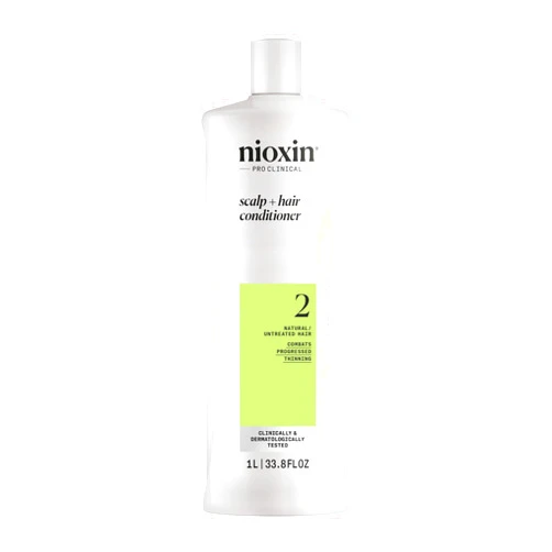 Nioxin System 2 Scalp + Hair Thickening Conditioner, For Natural Hair with Progressed Thinning, Boost Hair Density with Niacinamide & Biotin