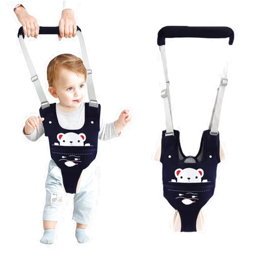 Ocanoiy Baby Walking Harness Handheld Baby Walker Assistant Belt Adjustable Toddler Infant Safety Harnesses Standing Up Walking Learning Helper with Detachable Crotch for 9-24 Month Old (Dark Blue)