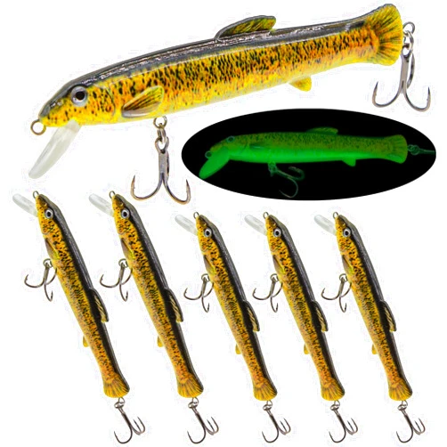 FREGITO Fishing Plopper Lures Topwater Fishing Lure with Propeller Tail Pencil Catfish Pike Perch Treble Hooks Bait for Bass Trout Walleye Pike Fishing Floating Lure for Freshwater Saltwater